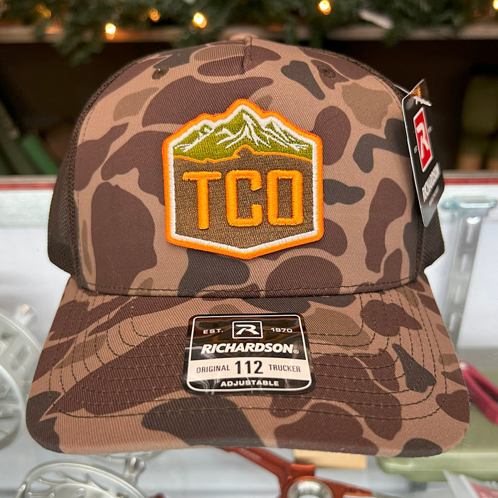 TCO Fly Shop Hat Bark Duck Camo Trucker - 3D Crest Logo