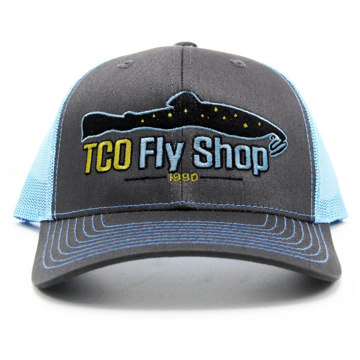TCO Fly Shop Hat Trucker - Charcoal/Columbia Blue