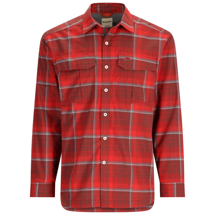 Simms ColdWeather Long Sleeve Shirt Sale Cutty Red Asym Ombre Plaid Image 01
