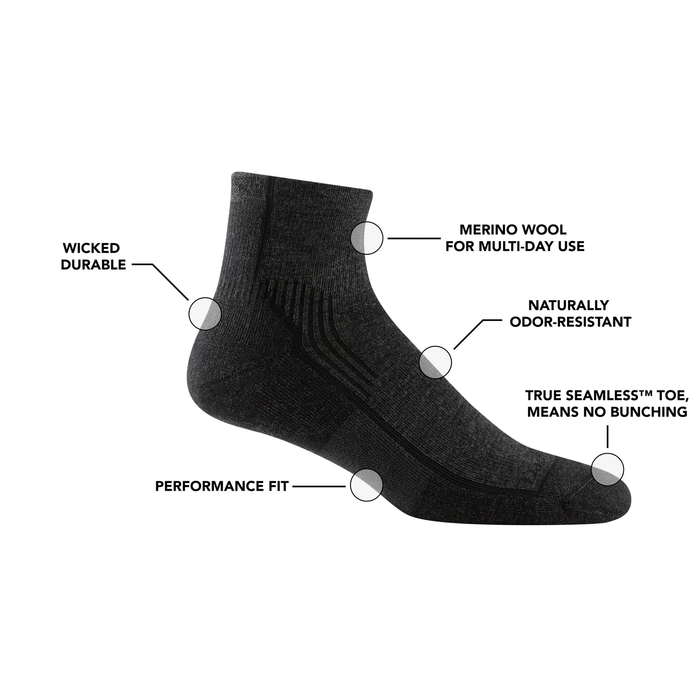 Darn Tough Mens Hiker Quarter Midweight Cushion Hiking Socks