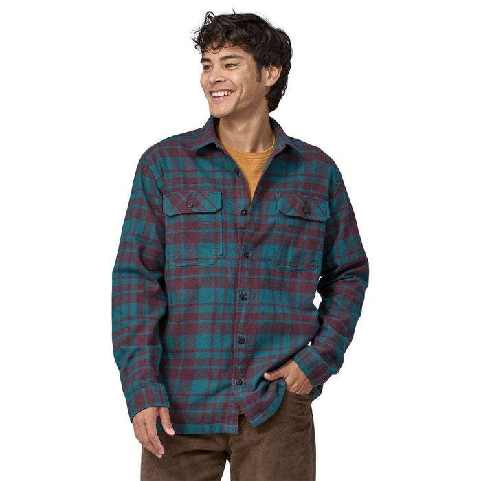 Patagonia Men's Organic Cotton Midweight Fjord Flannel LS Shirt Ice Caps: Belay Blue Image 03