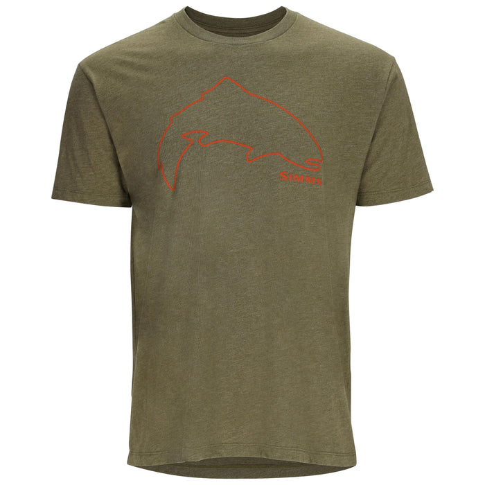 Simms Trout Outline T-Shirt Military Heather Image 01