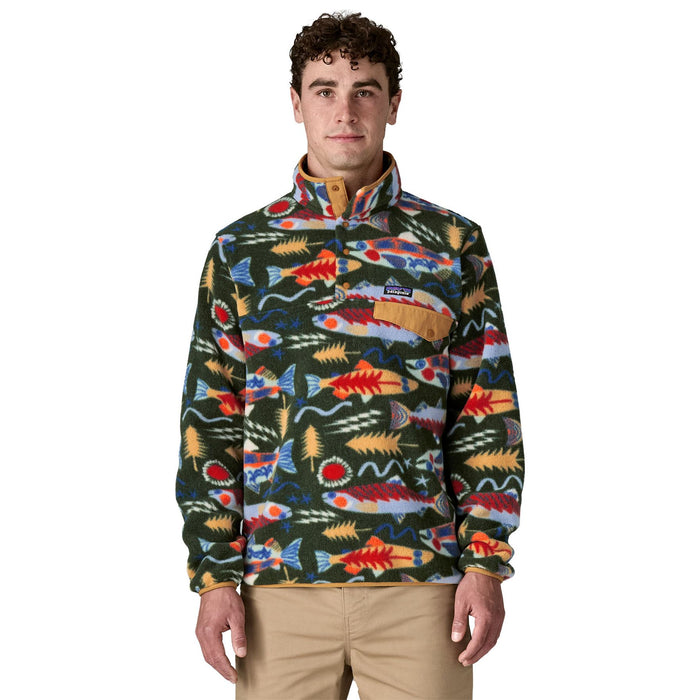 Patagonia Men's Lightweight Synchilla Snap-T Pullover Salmon Energy: Old Growth Green Image 02