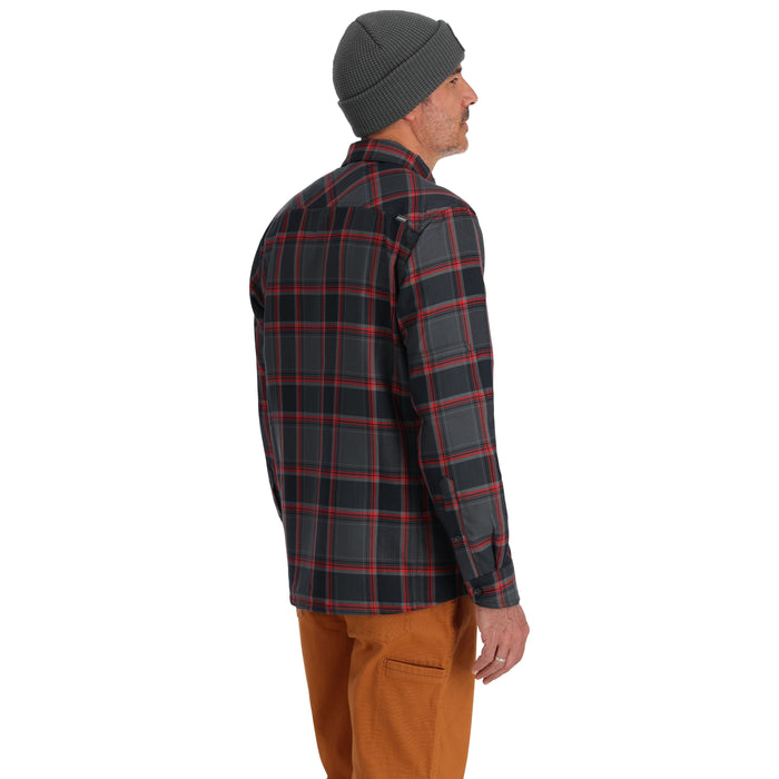 Simms Guide Flannel Long Sleeve Shirt Black / Cutty Red Dimensional Buffalo Image 03