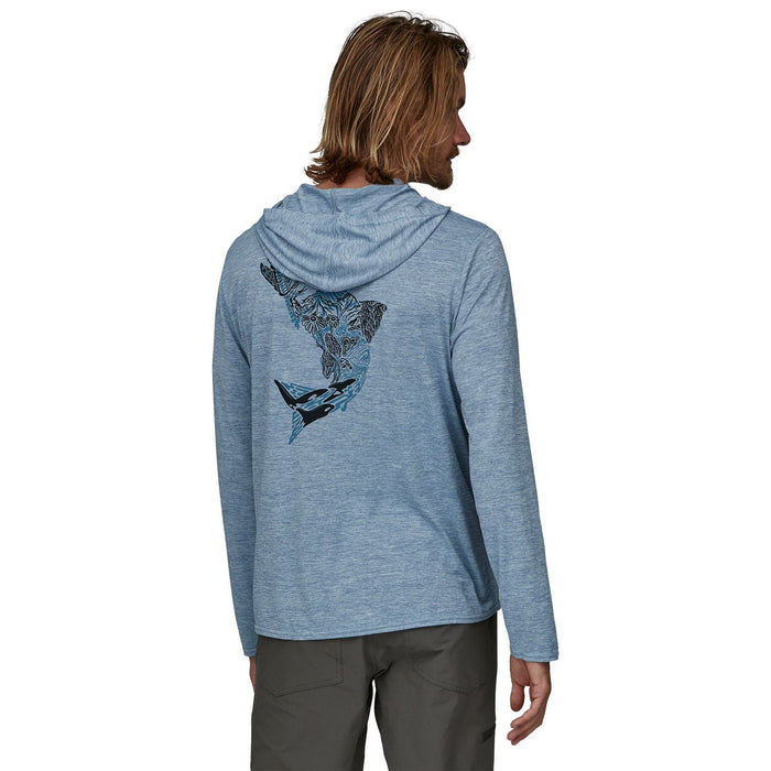 Patagonia Mens Cap Cool Daily Graphic Hoody - Relaxed Upstream Steelhead: Steam Blue X-Dye Image 03