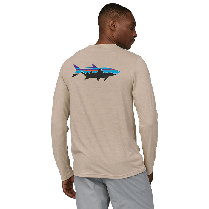 Patagonia Mens Longsleeve Cap Cool Daily Fish Graphic Shirt Fitz Roy Tarpon: Pumice X-Dye Image 04