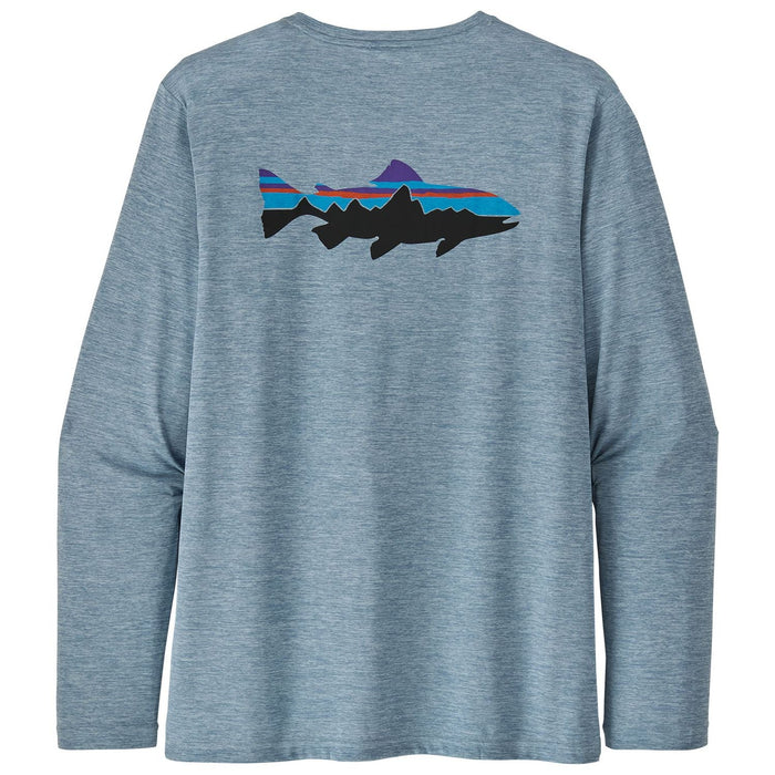 Patagonia Mens Longsleeve Cap Cool Daily Fish Graphic Shirt Fitz Roy Trout: Steam Blue X-Dye Image 01
