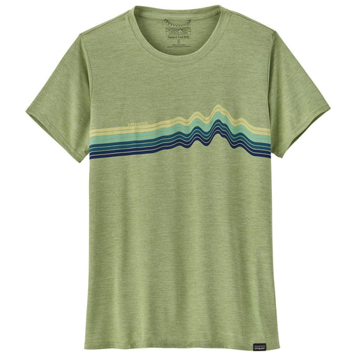 Patagonia Womens Cap Cool Daily Graphic Shirt Ridge Rise Stripe: Salvia Green X-Dye Image 01