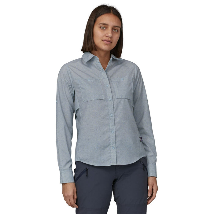 Patagonia Women's Self Guided Hike Shirt Long Sleeve  Journeys: Steam Blue Image 02