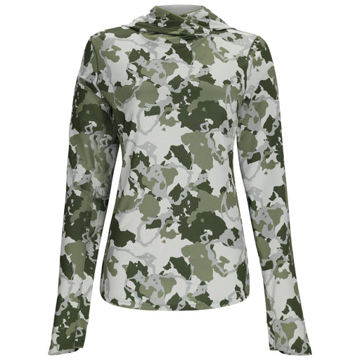 Simms Women's SolarFlex Hoody Regiment Camo Clover Image 01
