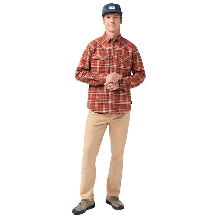Stio Men's Junction Midweight Flannel Shirt Fired Brick Plaid Image 02