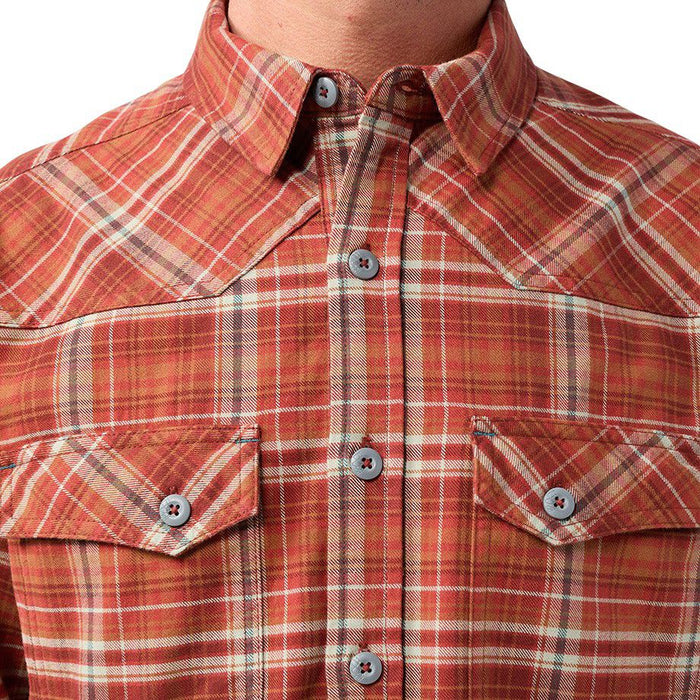 Stio Men's Junction Midweight Flannel Shirt Fired Brick Plaid Image 07