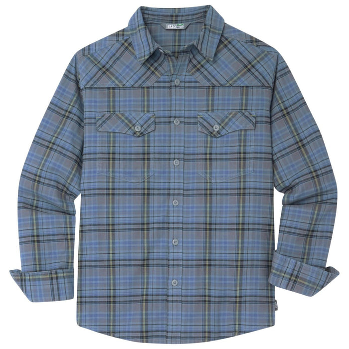 Stio Men's Junction Midweight Flannel Shirt Stormy Weather Plaid Image 01