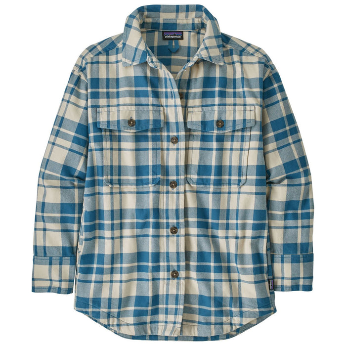 Patagonia Women's Heavyweight Fjord Flannel Overshirt Ice Caps: Wavy Blue Image 01