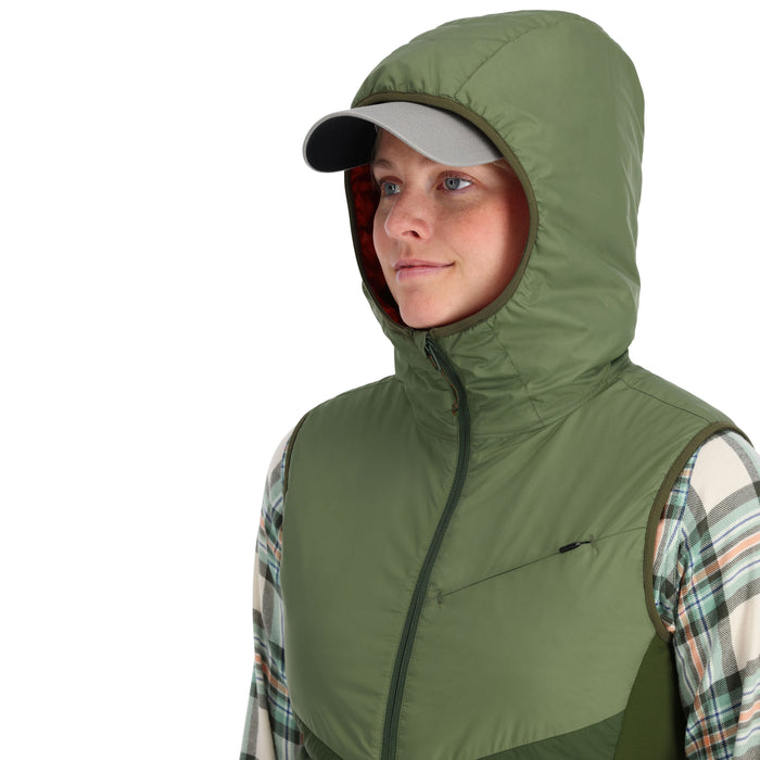 Simms Women's Fall Run Hybrid Hooded Vest Dark Clover / Riffle Green Image 04