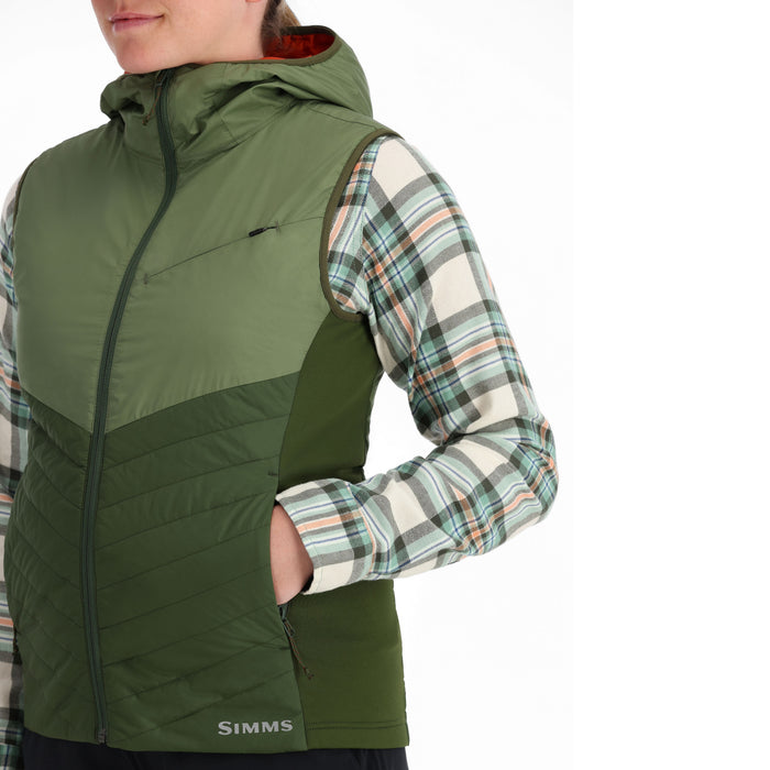 Simms Women's Fall Run Hybrid Hooded Vest Dark Clover / Riffle Green Image 06