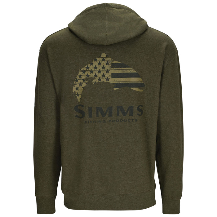 Simms Wooden Flag Trout Hoody Military Heather Image 01