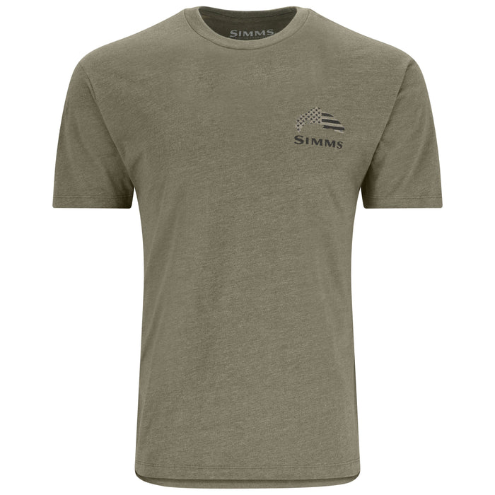 Simms Wooden Flag Trout T-Shirt Military Heather Image 02
