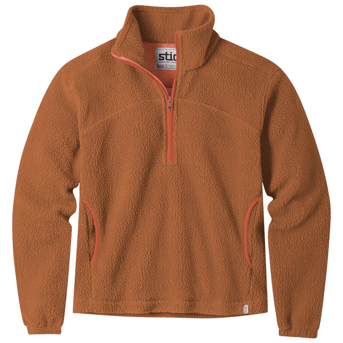 Stio Women's Rawlins Shearling Fleece Pullover Mustang / Cedar Blush Image 01