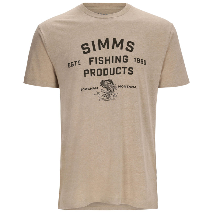 Simms Stacked Logo Bass T-Shirt Oatmeal Heather Image 01