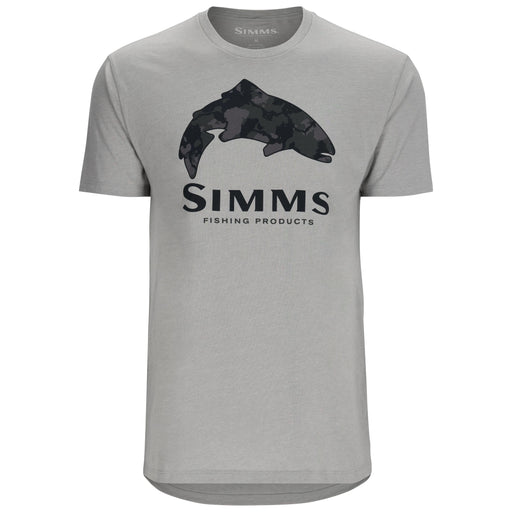 Simms Trout Regiment Camo Fill T-Shirt Cinder Heather Image 01