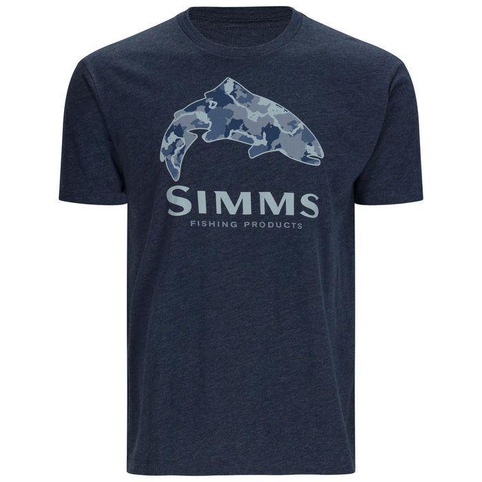 Simms Trout Regiment Camo Fill T-Shirt Navy Heather Image 01