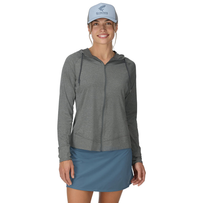 Simms Women's SolarFlex Hoody Full-Zip Steel Heather Image 02