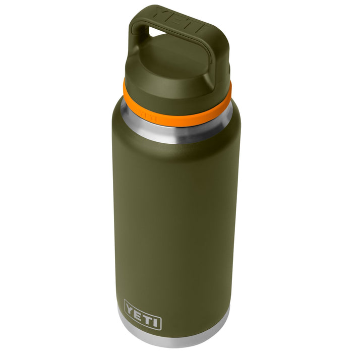 YETI Rambler 36 oz Water Bottle with Chug Cap Olive / King Crab Orange Image 03
