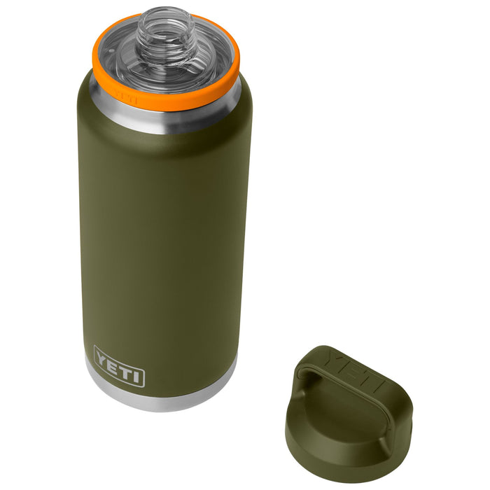 YETI Rambler 36 oz Water Bottle with Chug Cap Olive / King Crab Orange Image 04