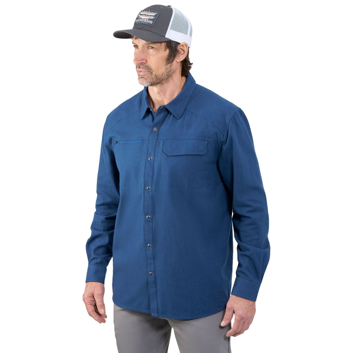 Grundens Men's Dispatch Flannel Shirt Blue Abyss Image 04