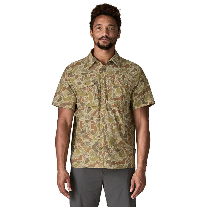 Patagonia Men's Short-Sleeved Self Guided Sun Shirt Coastal Edge: Weathered Stone