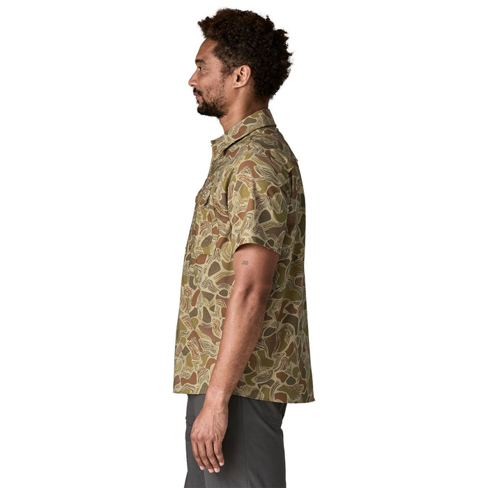 Patagonia Men's Short-Sleeved Self Guided Sun Shirt Coastal Edge: Weathered Stone