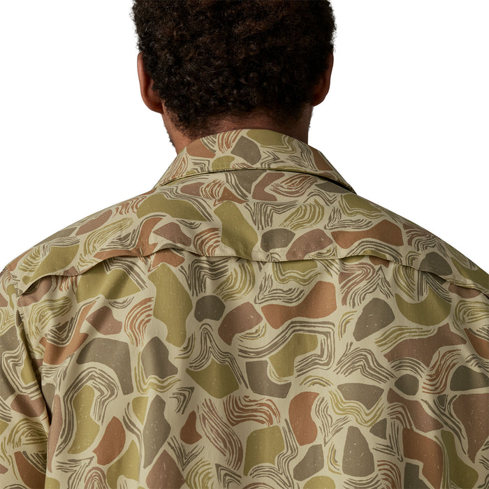 Patagonia Men's Short-Sleeved Self Guided Sun Shirt Coastal Edge: Weathered Stone