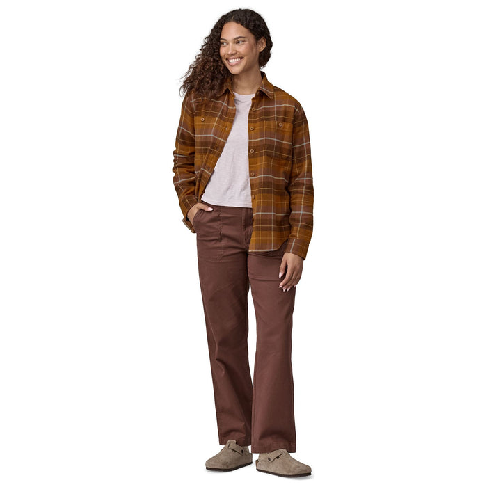 Patagonia Women's Fjord Flannel Shirt Happy Camper: Shelter Brown Image 02