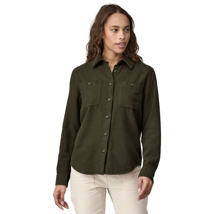 Patagonia Women's Fjord Flannel Shirt Whole Weave: Pine Needle Green Image 03