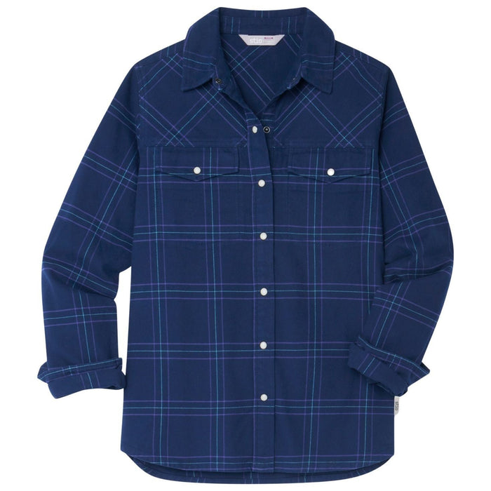 Stio Women's Slipstone Midweight Flannel Shirt Mountain Shadow Plaid Image 01