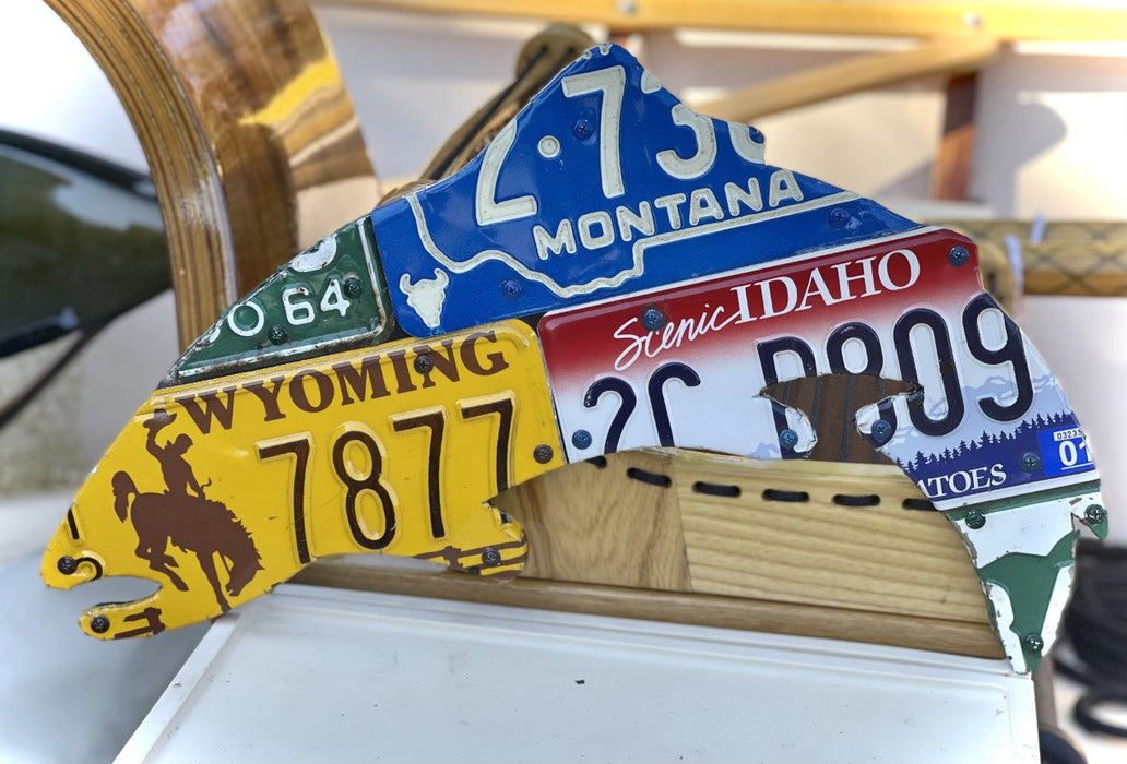 24" Mixed Western State Trout License Plate Art