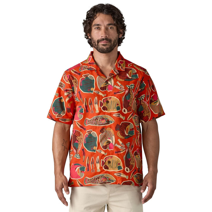 Patagonia Men's Tidal Threads Camp Shirt Wrasse: Pollinator Orange Image 03
