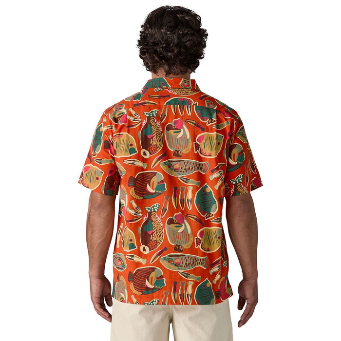 Patagonia Men's Tidal Threads Camp Shirt Wrasse: Pollinator Orange Image 04