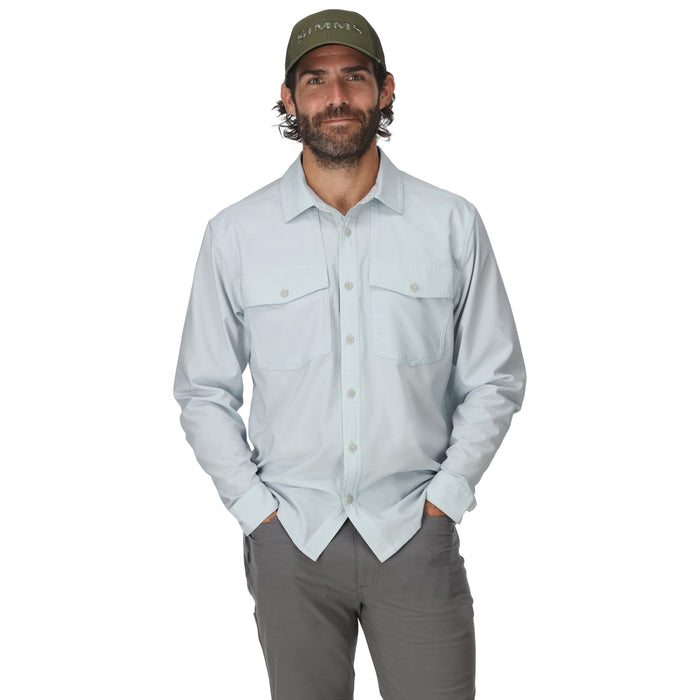 Simms Men's No-See-Um Bugstopper LS Shirt Bimini Blue Heather Image 02