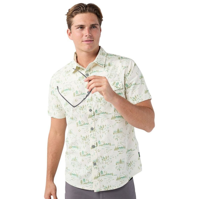 Stio Men's Curtis Camp Shirt SS Mountain Goat WY Landscape Image 03