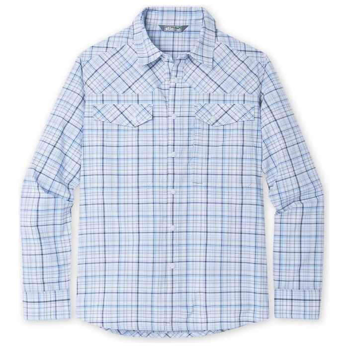 Stio Men's Eddy Drift Shirt LS January Sky Plaid Image 01