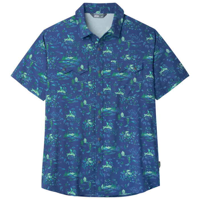 Stio Men's Shifter Shirt SS Navy Peony Ride WY Image 01