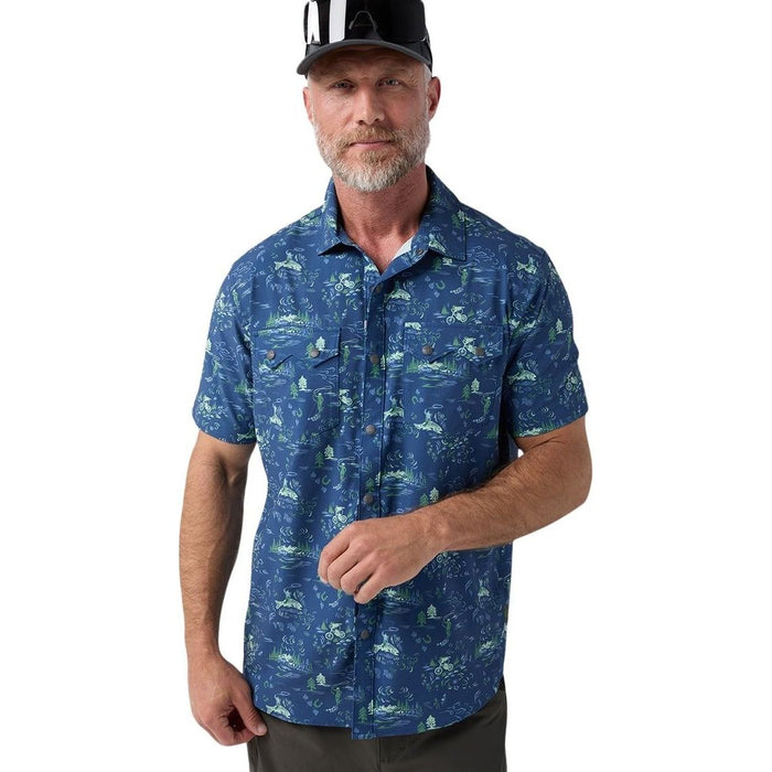 Stio Men's Shifter Shirt SS Navy Peony Ride WY Image 04