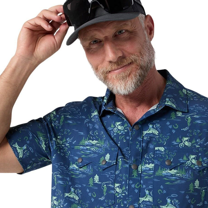 Stio Men's Shifter Shirt SS Navy Peony Ride WY Image 05