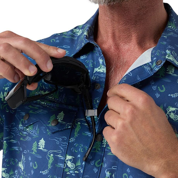 Stio Men's Shifter Shirt SS Navy Peony Ride WY Image 06