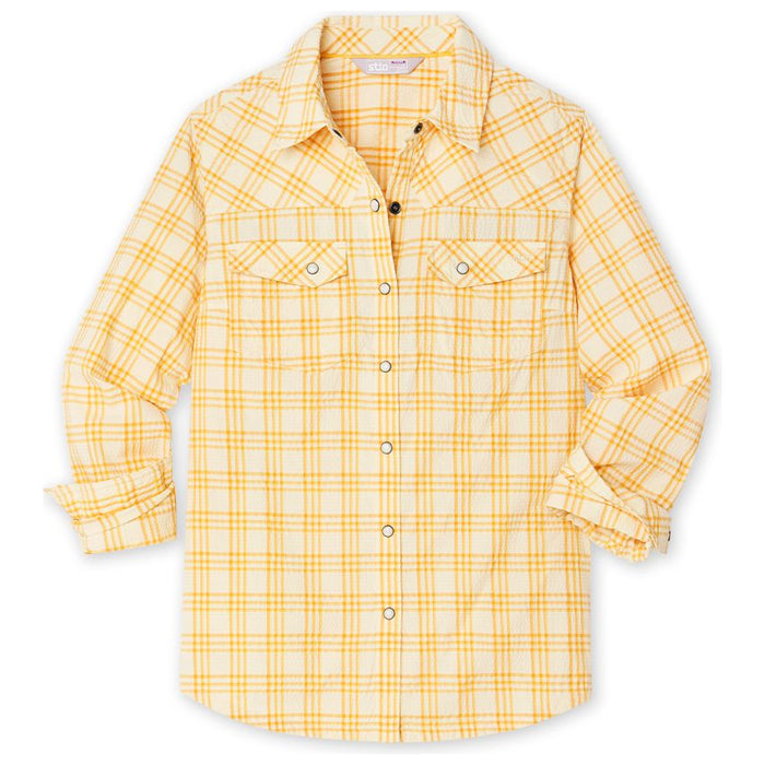 Stio Womens Eddy Coast Shirt LS Pale Straw Plaid Image 01