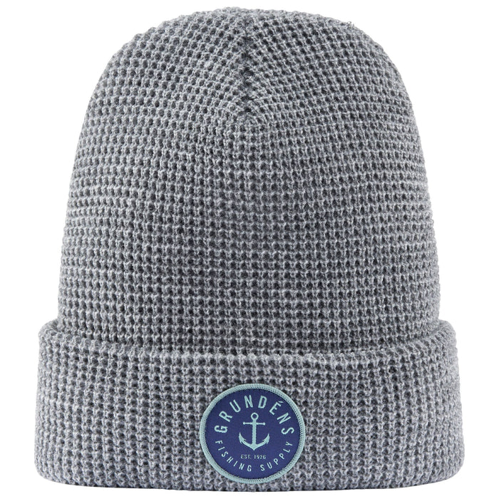 Grundens Anchor Waffle Beanie Athletic Heather Image 01