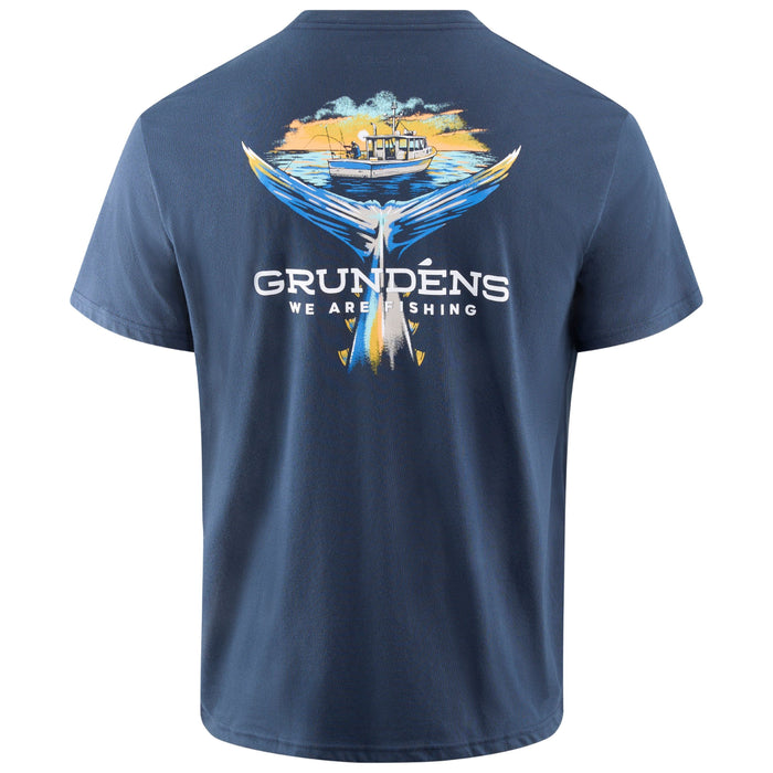 Grundens Men's Tuna Tailscape SS T-Shirt Dark Navy Image 01