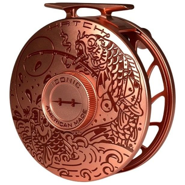 Hatch Custom Brent McCarron Smoking Carp Iconic Large Arbor Fly Reel 7 Plus Copper / Merlot Image 03